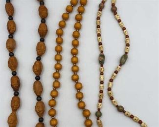 Vintage Necklace Lot Beaded Asian Bone Seed Faces