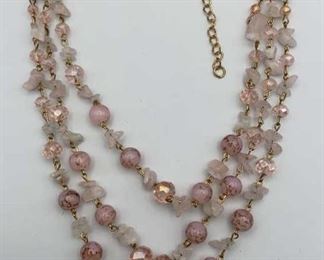 Rose Quartz Beaded 3 Strand Necklace
