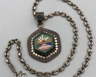 925 Multi Gemstone Pendant on Chain Southwest