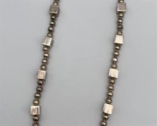 925 Brutalist Geometric Beaded Necklace Mexico