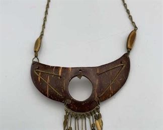 Coconut & Brass Tribal Necklace