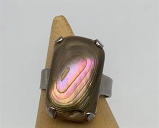 Adjustable Ring Abalone MoP Poss Sterling
