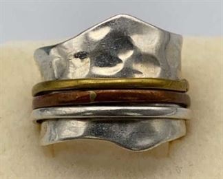 925 Sterling Ring Brass India Spinner Bands Sz8.5