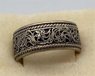 925 Sterling Adjustable Ring Filigree Thai