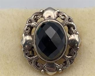 925 Ring Sterling Onyx Cocktail Sz8