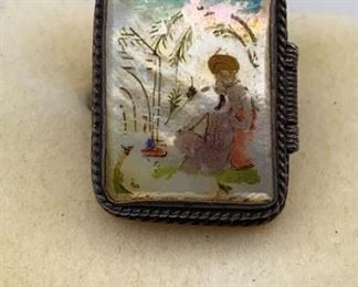 925 Ring Sterling Poison Box MoP Sz6.5