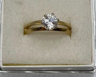 14KTGE Espo Solitaire Diamond Ring Sz8