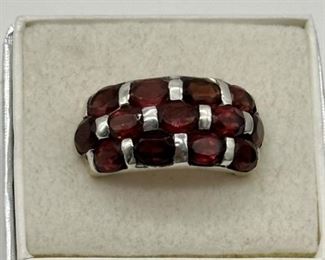 13 Garnet Ring, 925 Band Sz7