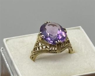Amethyst 12K Gold Ring Sz7.5, 6g
