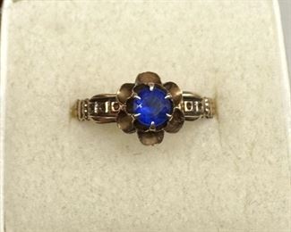 Antique Gold Sapphire Ring Sz 8.5