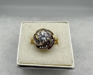 18KTGE Gold Diamond Swirl Ring Sz8 Stamped 850