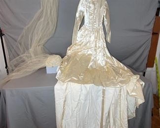 Silk Wedding Gown and Veil