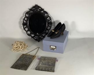 Vintage Art Deco Mirror, Antique Satin Formal Shoes And More