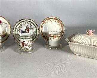 Antique Floral Cups And Saucers, Japanese Candy Dish, And More