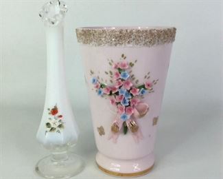 Lefton and Fenton Hand Painted Vases