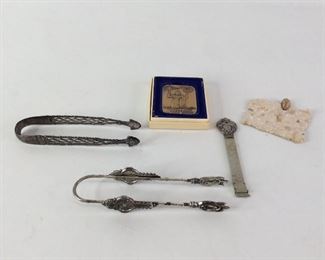 Vintage Bronze Science Award, Clip, Ice Grabbers and Heart Ruler/Bookmark