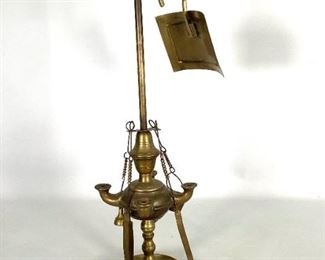 Antique Brass Whale Oil Lamp