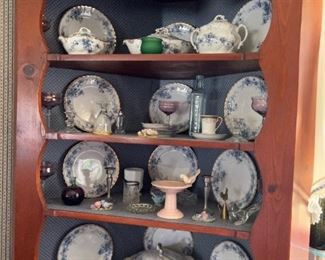 Wildflower W.H. Crindley & Co England set for 12 $200 Corner cupboard $100