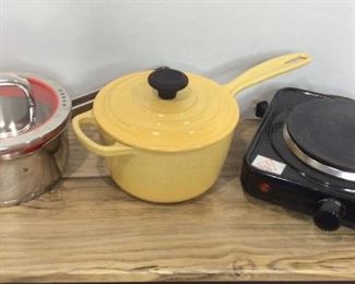 Le Creuset and Transtherm Pots, Aroma Single Burner Hot Plate
