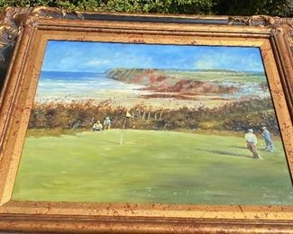 Framed Gold Oil Painting With Cert