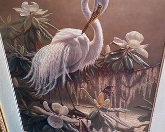 Framed Signed Heron Art