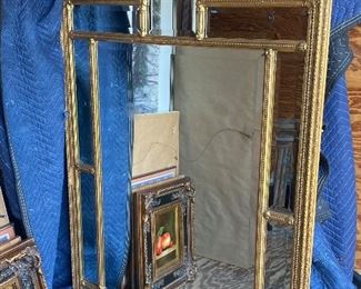 Classical Beveled Gilt Mirror With  Griffin Top