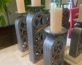 Metal & Teselated Marble Heavy Designer Votives