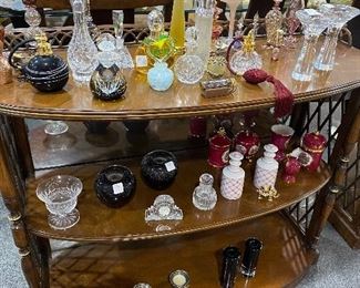 3 Tier Walnut Mahogany Mirror Back Shelves