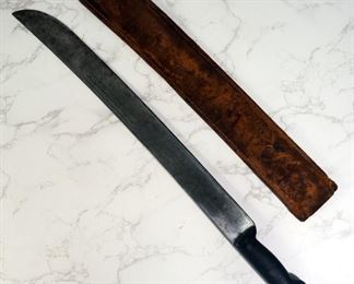 Collins & Co Legitimus No 1240 Machete With Leather Scabbard, Purportedly Used In The Philippines In World War II