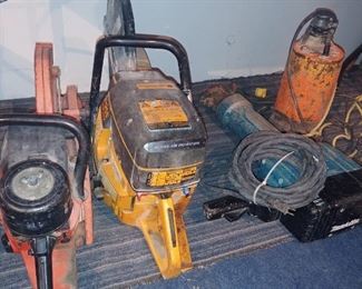 Concrete saws, Electric Jack hammer, Sump pumps