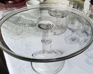 antique glass cake plate