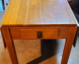 vintage oak drop leaf library table                                                     contact Anita - 816-262-5305 