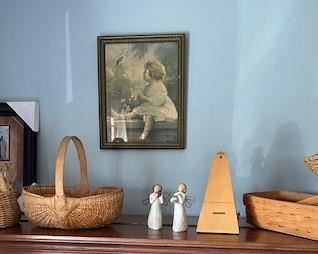 Longaberger baskets, antique metronome