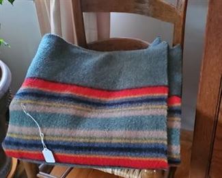 ladderback chair and wool blanket