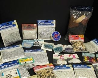 Collection of Beads 2 Includes Leather Scraps, Glass Beads, and More