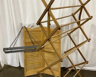 Metal Hanging Pot Rack, Folding Antique Laundry Drying Shelf, Saloon Doors