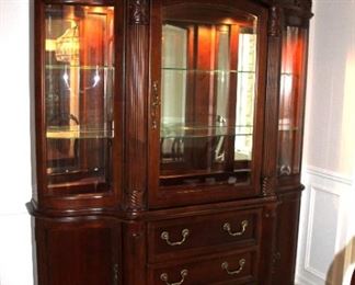 Large Lighted Carved Hutch  Nice!!