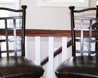 Leather and Iron Bar Stools