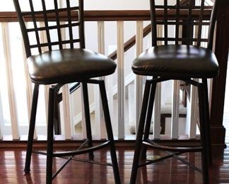 Leather and Iron Bar Stools