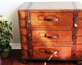 Olde World map three drawer suitcase table.