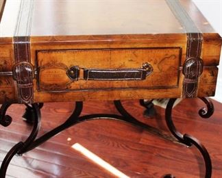 Olde World map suitcase end table.