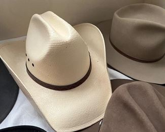 Cowboy hats, size 7; cowboy boots, size 8D
