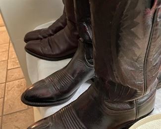 Cowboy hats, size 7; cowboy boots, size 8D