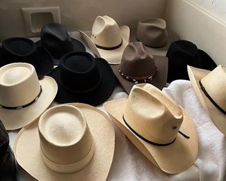 Cowboy hats, size 7; cowboy boots, size 8D