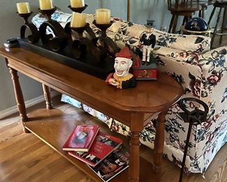 sofa table with candelabra