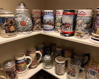 Coors and Budweiser collectible steins