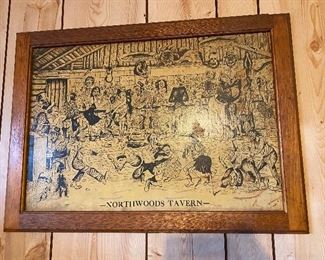 NORTHWOODS TAVERN Art Print PETTINGHALL Artist BAR Scene 