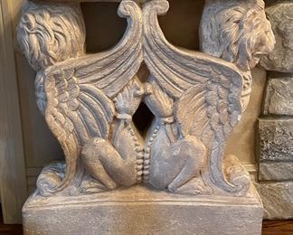 Britt Carter Cast Concrete Griffin “Demi-Lune” Table. Measures 27" W x 29.5" H x 7" D. Photo 1 of 2.