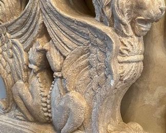 Britt Carter Cast Concrete Griffin “Demi-Lune” Table. Measures 27" W x 29.5" H x 7" D. Photo 2 of 2.