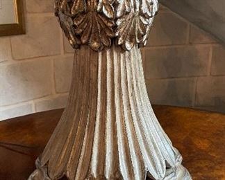 Britt Carter Renaissance Style Fluted Table Lamp with Gilt Metal Trim. Measures 33" W x 14" D. Photo 2 of 2.